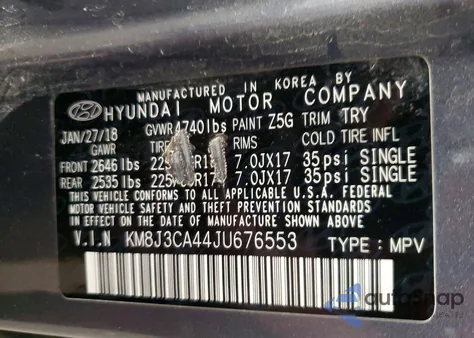 2018 Hyundai Tucson Sel from USA, damaged, VIN KM8J3CA44JU676553